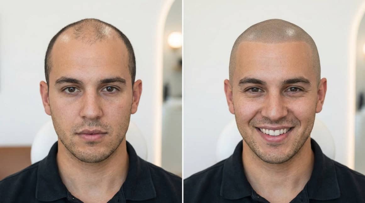 Antes y después de micropigmentación capilar en Madrid: Resultados naturales en FUExpert Clinic (Aravaca).